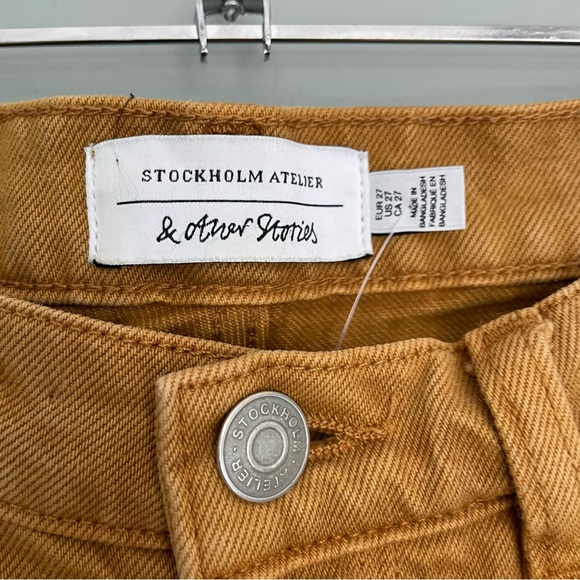& Other Stories Straight Leg High Waist Jeans Mustard - Picture 6 of 16